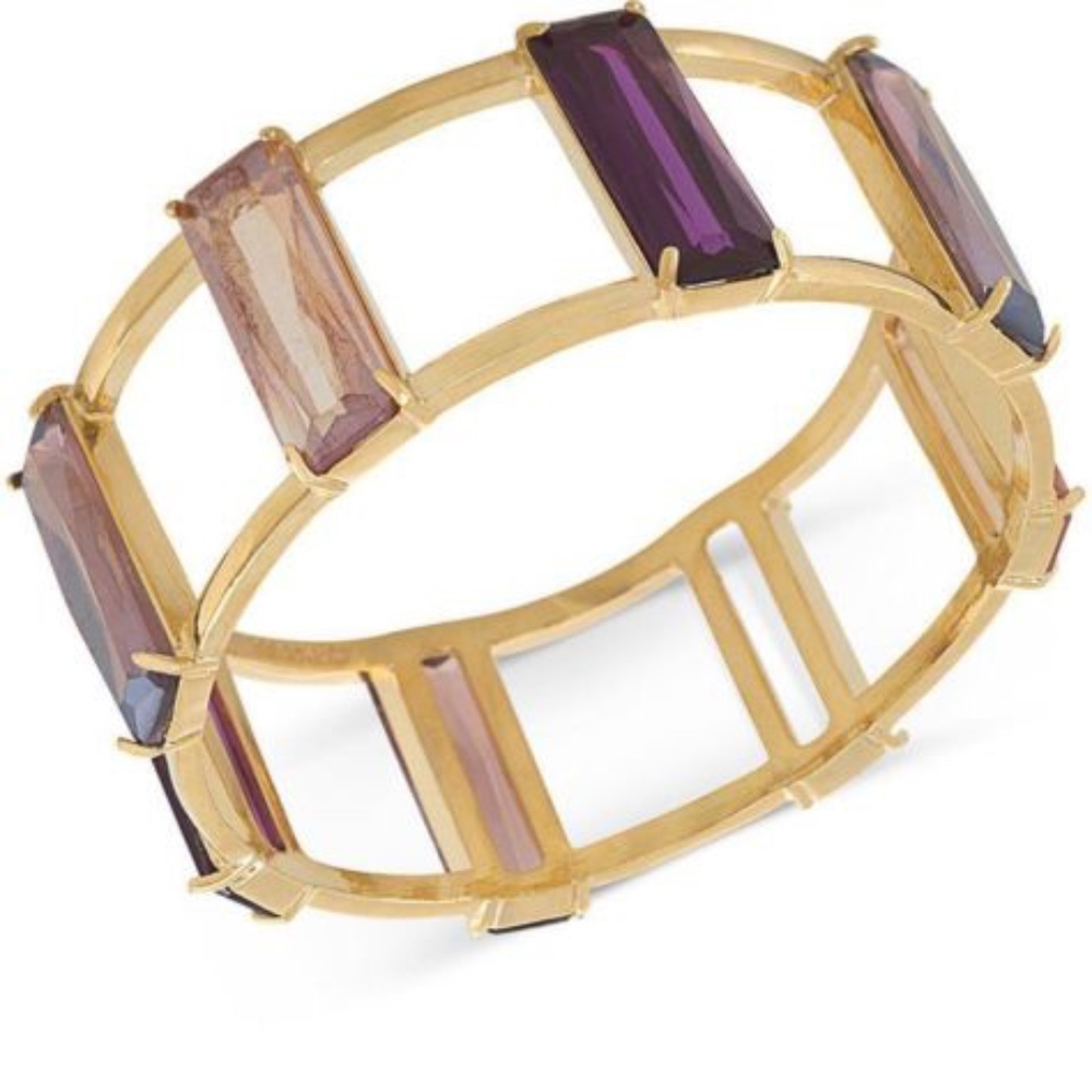 Carolee Gold-Tone Winter Pink Stone Bangle